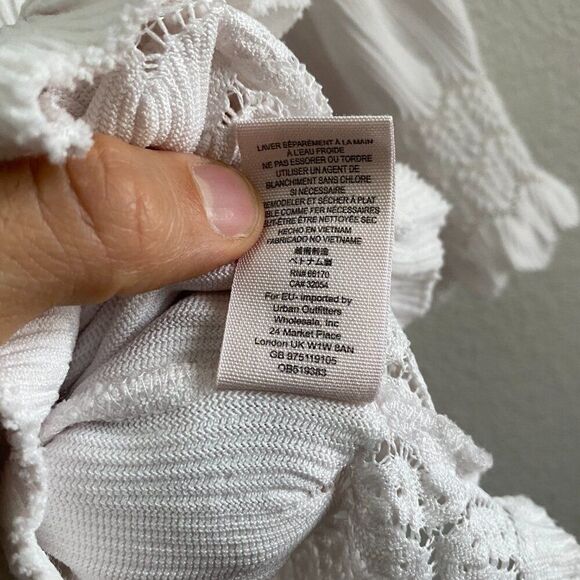 Free People Fire Island Crochet Cinch Waist Shirt Top Small White Color - Picture 3 of 4